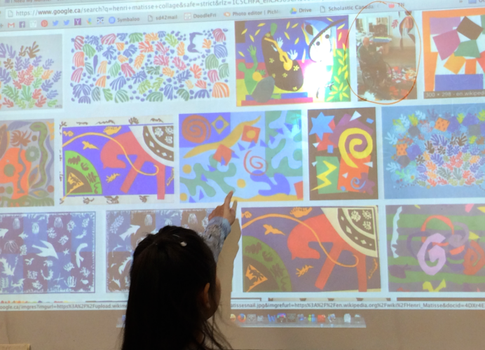 Use the projector to show students images of paintings by famous artists