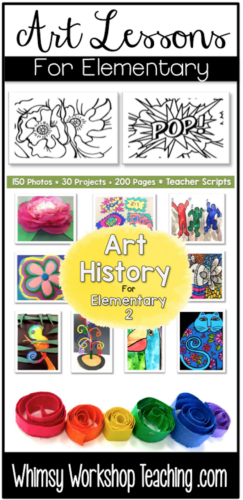 Art History 2 has 30 easy lessons for busy teachers. Simple supplies, photo directions, and teacher scripts to read aloud.