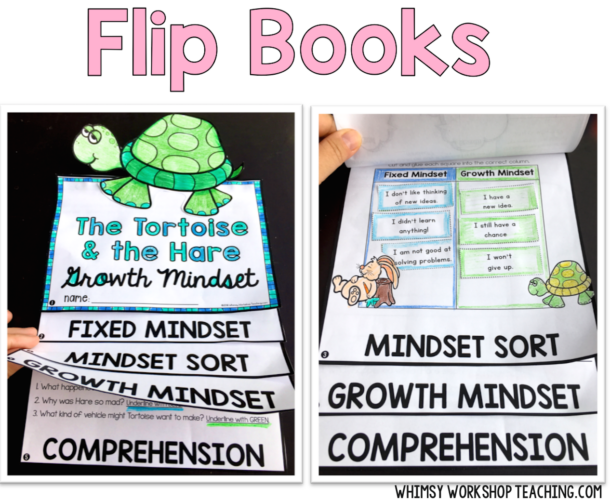 STEM and growth mindset together using workbooks and flip books for a writing component