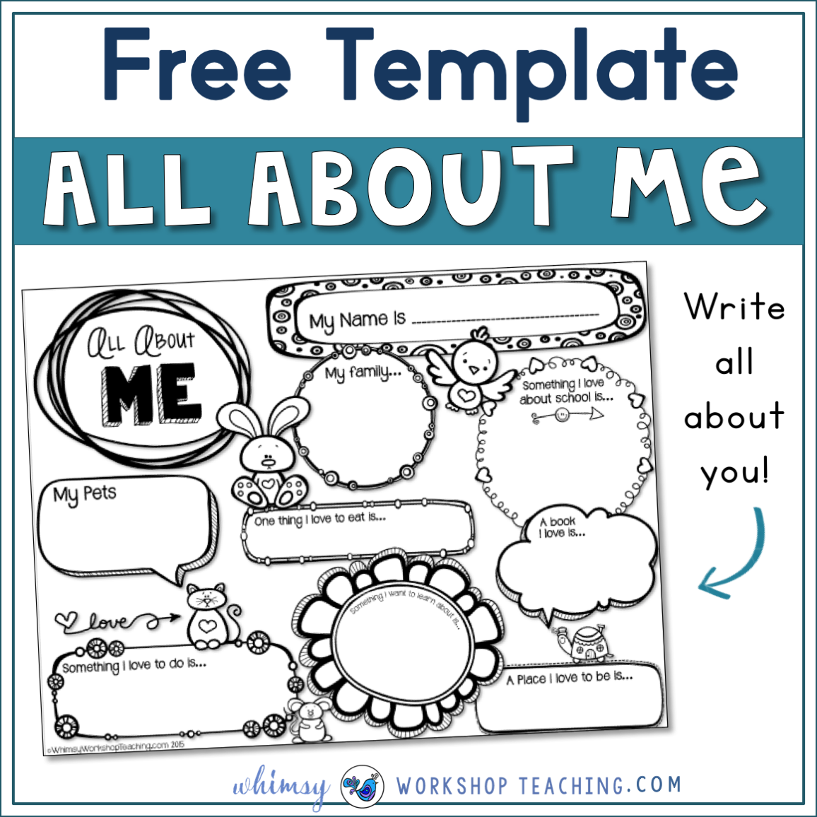 About Me Writing Template Whimsy Teaching