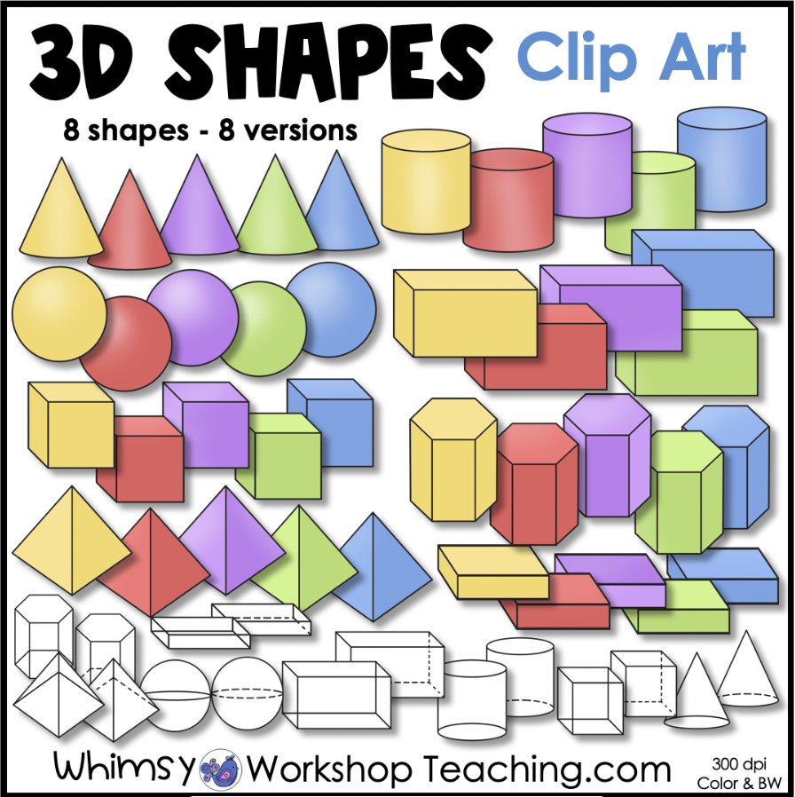 3D Shapes Geometry Clip Art Math Clip Art Images Color Black White