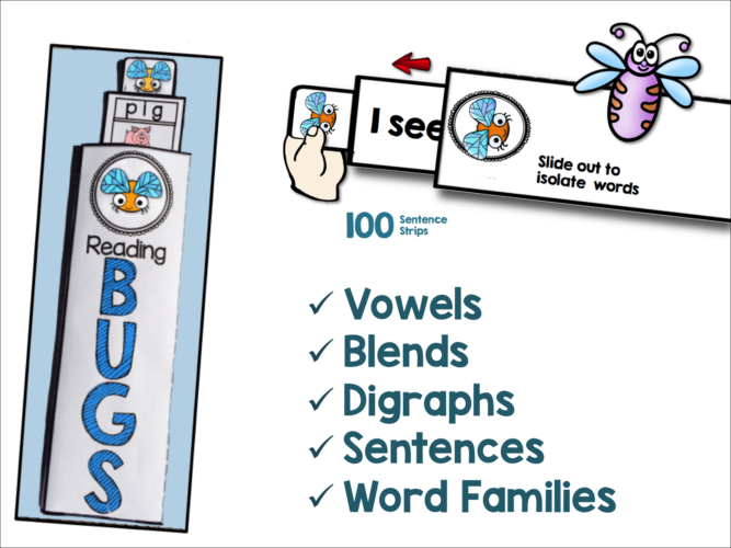 Working with letters to build short vowel and CVC words with the Reading Bugs program