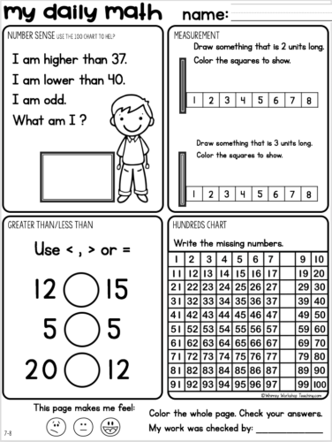 daily math practice and review for grade one