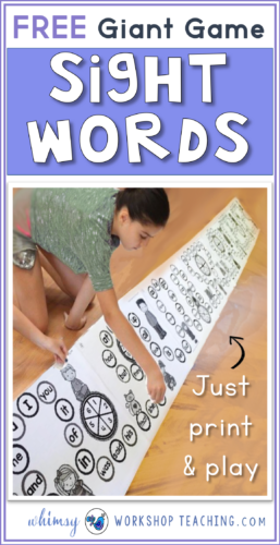 Print and play this giant never ending game board to practice sight words! (free download)
