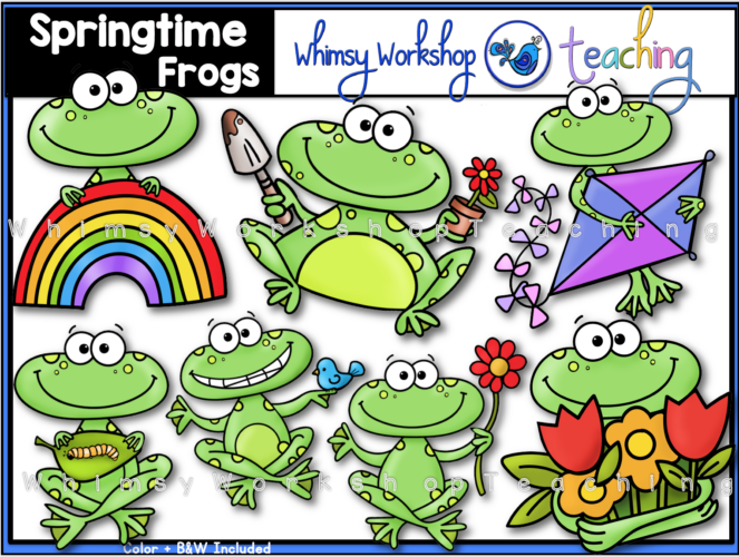 Spring Time Frogs Clip Art