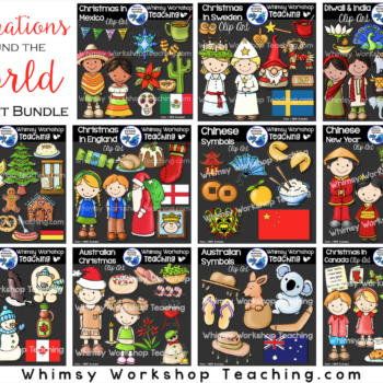 Big Bundle of 11 Clip Art sets featuring celebrations around the world. Color and BW included. 200+ images