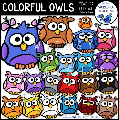 Colorful Owls Clip Art WWT