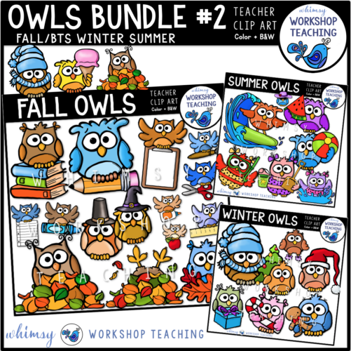 Owls Bundle 2 Clip Art WWT