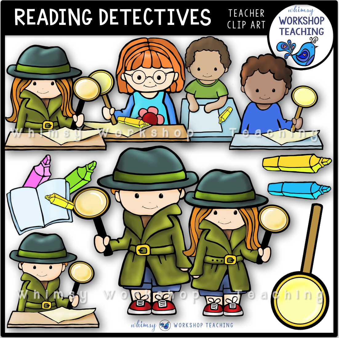 reading detective clip art