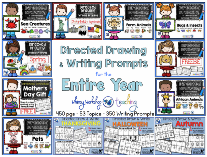 Directed Drawing and Writing prompts to fill your independent literacy center all year.