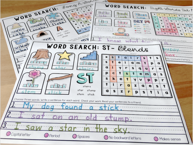 Practice phonics and spelling patterns through the entire year with these word searches that offer a lot more skills to practice!