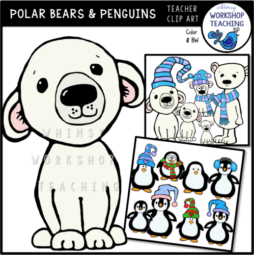 Polar Bears and Penguins Whimsical Clip Art