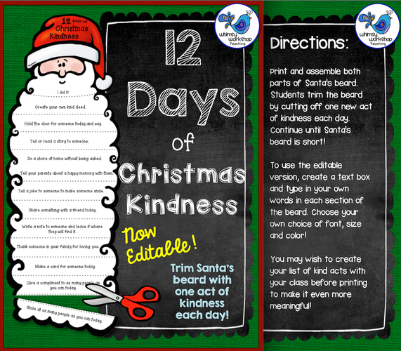 Freebie 12 Days of Christmas Kindness