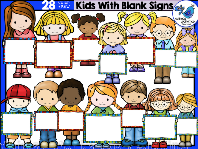 Little Kids with Blank Signs