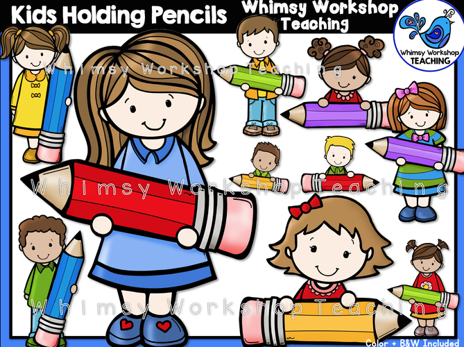 Little Kids Holding Pencils - Whimsy Workshop Teaching