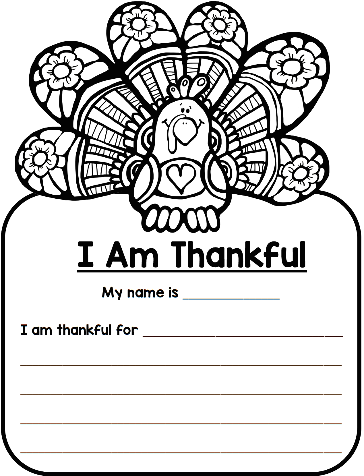 Free Thankful Turkey Printable