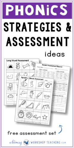 Use this simple assessment pack whenever you need to grab a quick idea of how students are progressing with letter sounds, phoneme and phonological awareness, blends and other spelling patterns (free download)