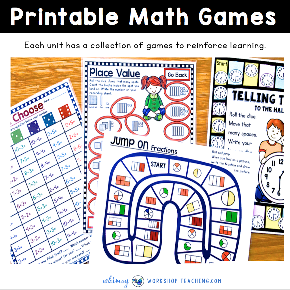 first grade math printable games whimsy workshop teaching