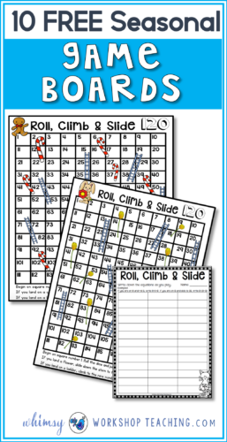 I use this set of seasonal board games in my math centers all year long - free download!