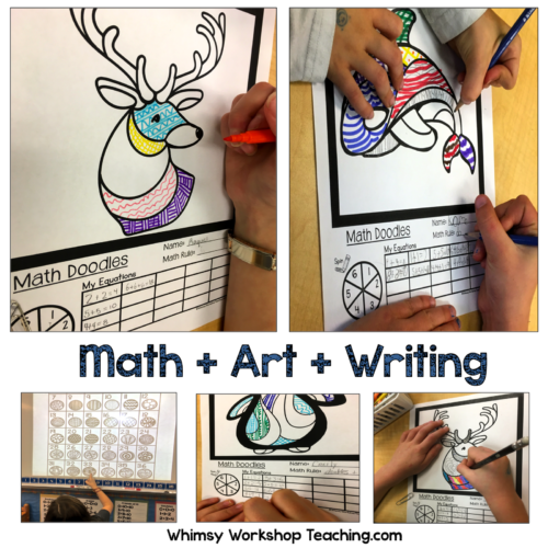 Math doodles integrate math, art and writing all together to practice core skills in math or writing centers