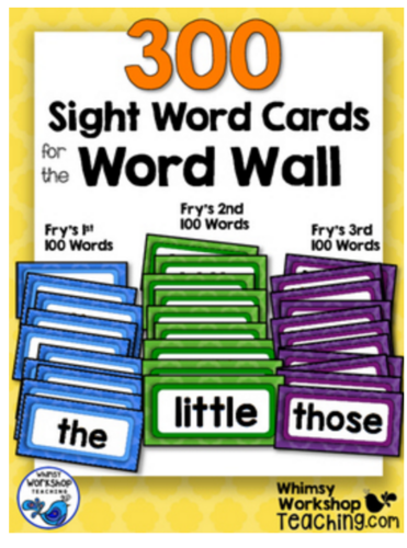 Complete set of cards for the word wall! 300 words (Fry) included.