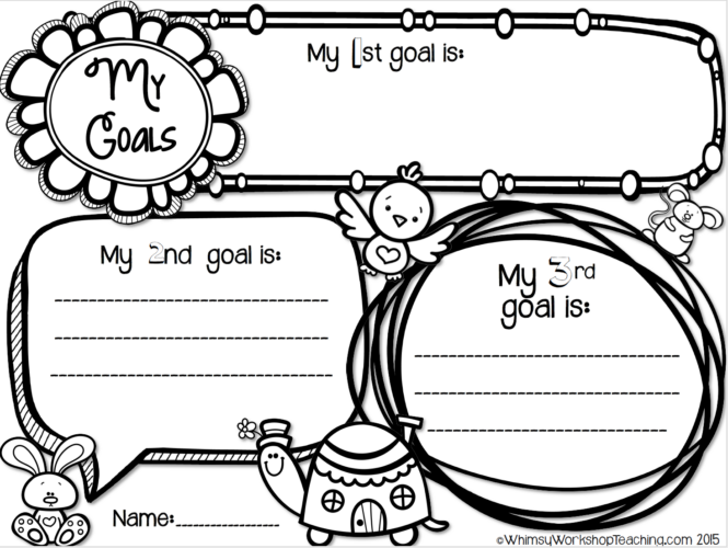 No prep printables to guide writing about goals for the new year - differentiated formats for grade one or grade two writing centers