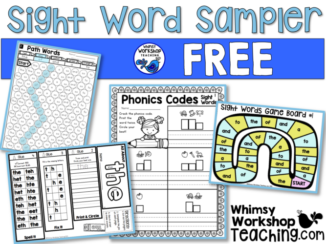 Free sample pages from the big bundle of sight word activities and printables