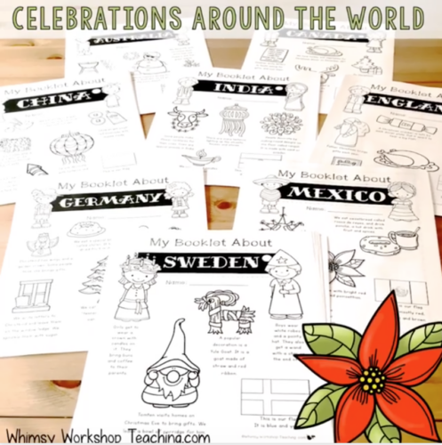 Explore cultures around the world at Christmas with DIY art projects and literacy printable booklets for each country!