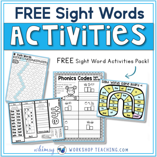 Sight word Free printables, minibook and board game