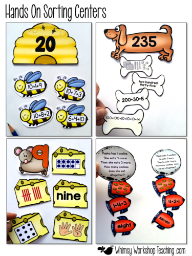 Hands On Centers for high engagement in math sense - set includes 80 centers, 80 posters and 1200+ differentiated printables