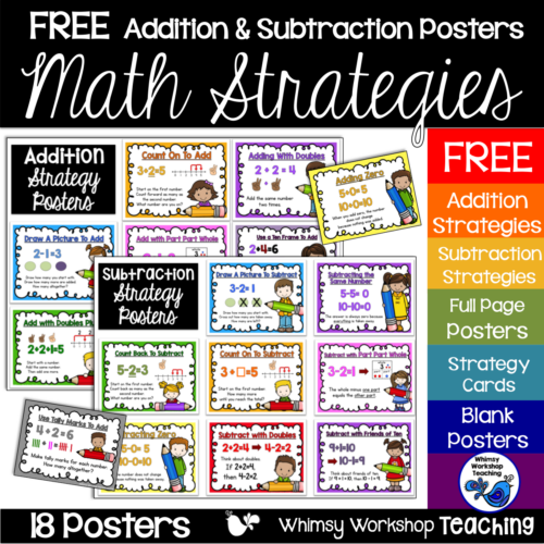 FREE Math Strategy Posters for addition and subtraction