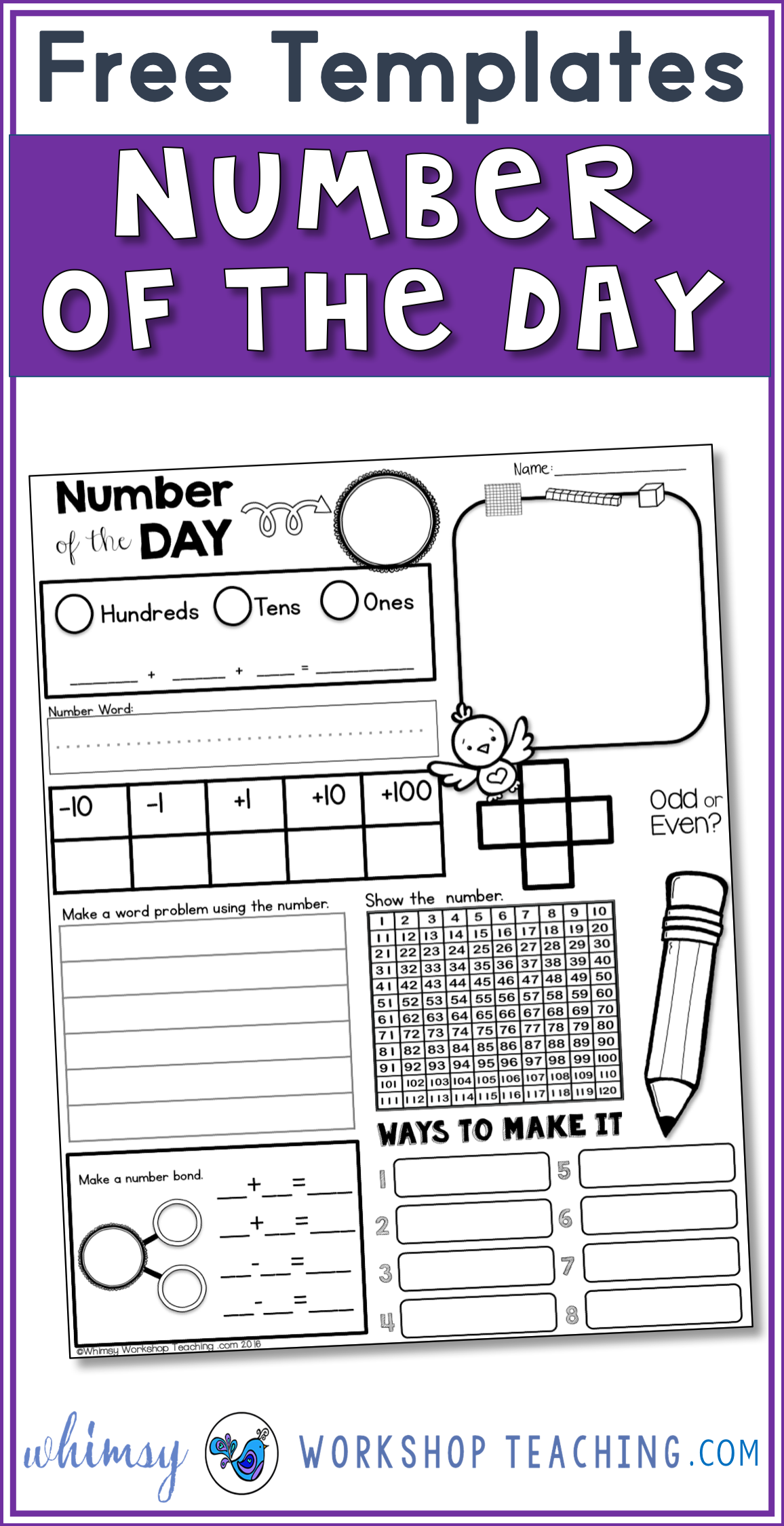 Use these free Number of the Day templates every day with a different