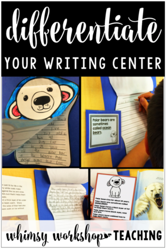 Ideas for easy writing center ideas and activities for kindergarten and grade one when differentiation is needed (free complete set)