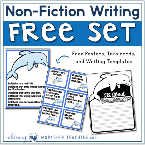 Free set of dolphin research cards and writing template