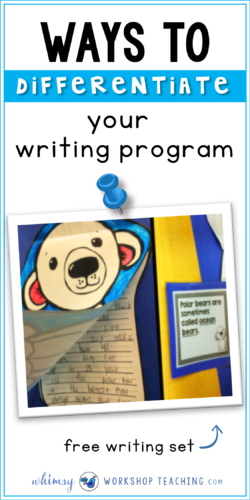 A list of ideas for easy ways to differentiate your writing program, writing centers or non-fiction research projects (free sample set)