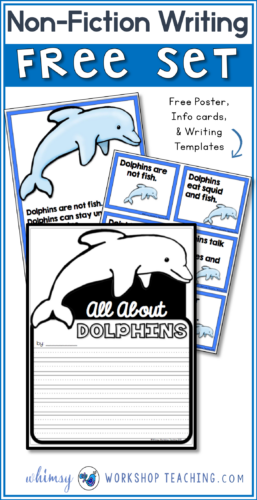 This a is complete sample set of differentiated reference cards, posters and literacy prompts for learning about dolphins!
