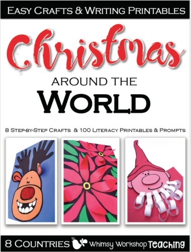 Christmas Around the World has step by step photos for Christmas crafts and 12 writing printables for each country celebrations. (Free sample pages in preview)