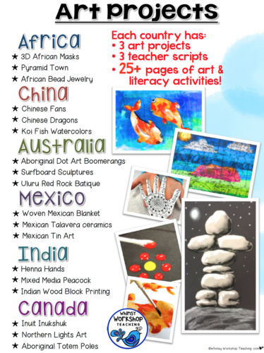 Art Around The World explores art from different cultures using 18 easy art lessons and literacy activities.