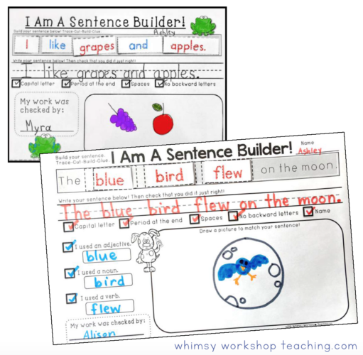 sentence writing practice pages