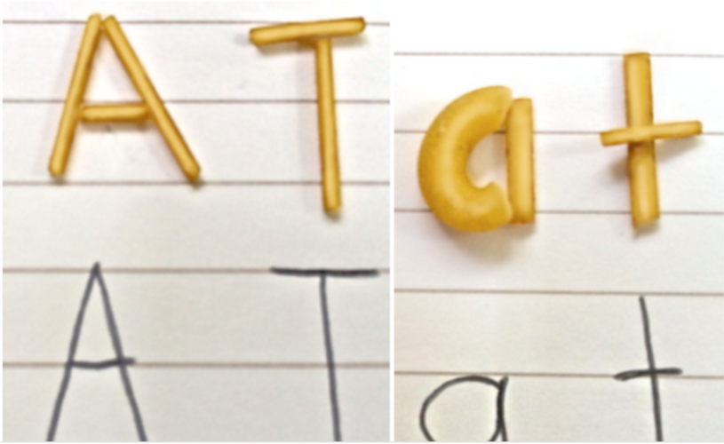 Use pasta to practice writing words or sentences