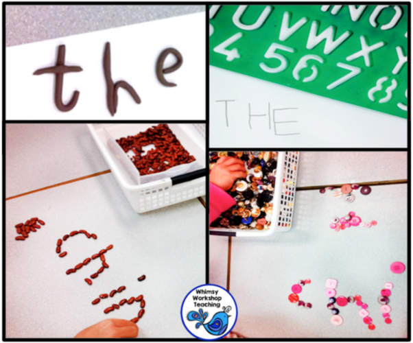 During center time, we use lots of different word tiles, word blocks and word puzzles to build sentences.