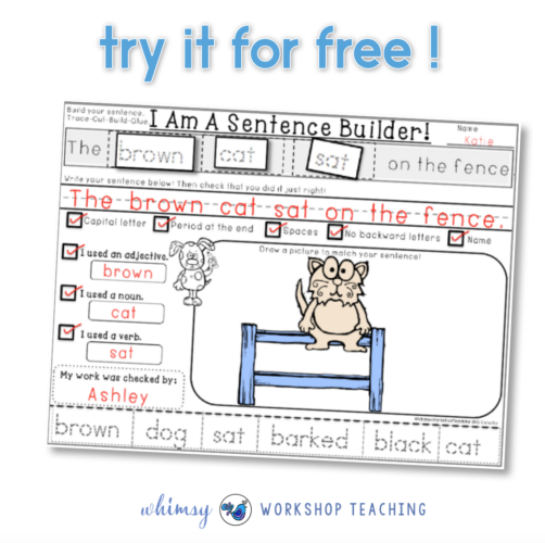 Free set of sentence building printables