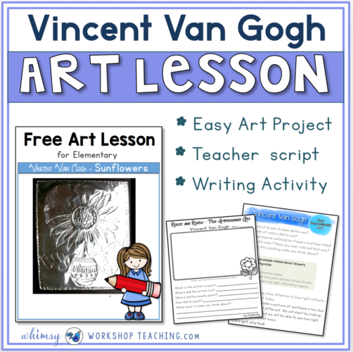 Guided Art Lesson for Vincent Van Gogh with writing templates included.