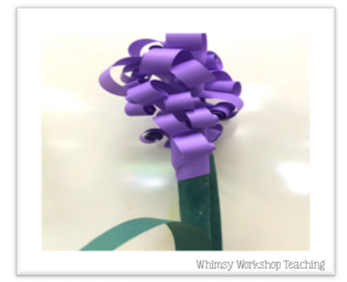 Paper hyacinth flowers are simple to make once students have mastered a few steps