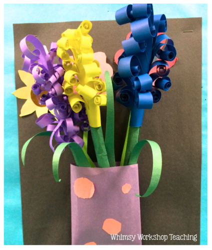 Paper hyacinth flowers are simple to make once students have mastered a few steps
