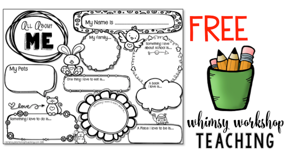 Download this sweet All About Me page for back to school writing assessment.