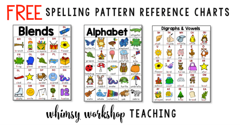 Grab these spelling pattern charts for student reference