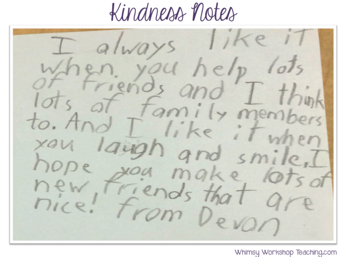 Kindness notes make the classroom more inclusive at christmas or any time of year!