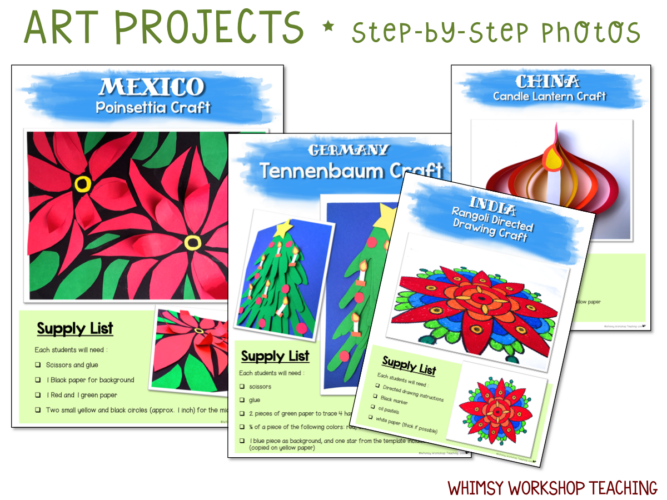 Explore Christmas Around the World with 8 simple crafts and over 100 pages of literacy printables to learn about 8 countries