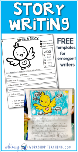 This FREE set of story writing templates supports emergent writers by scaffolding the story structure and encouraging detailed descriptions. Great for writing centers or literacy work!